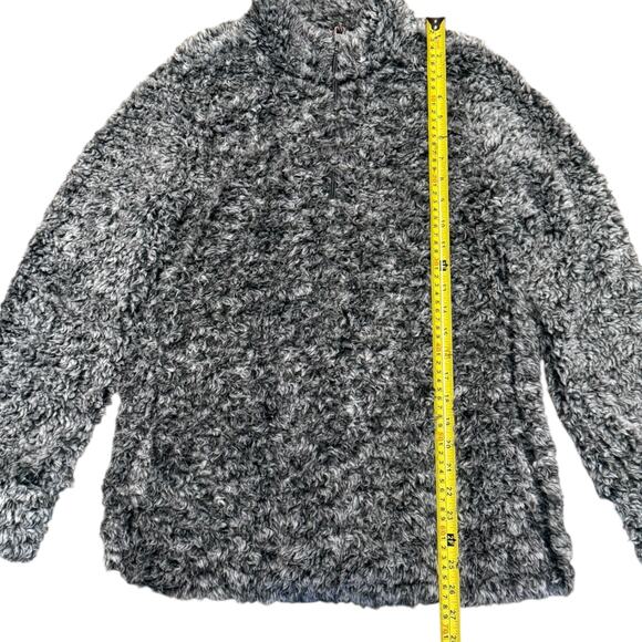 Weatherproof Vintage Gray Black Sherpa Mock Neck Pullover Size Medium - Picture 4 of 5